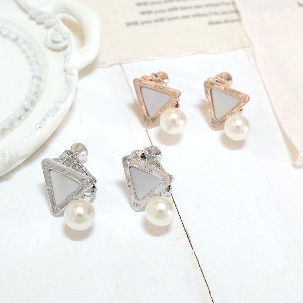 AHUA阿華有事嗎 三角大理石紋珍珠耳夾 A0869 正韓 Ins風 時尚 氣質 百搭 耳夾 無耳洞 基本款-細節圖3