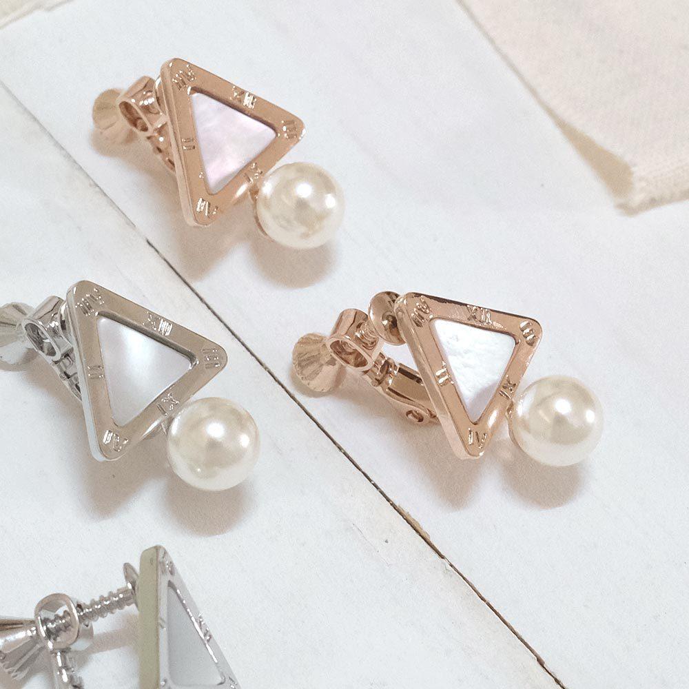 AHUA阿華有事嗎 三角大理石紋珍珠耳夾 A0869 正韓 Ins風 時尚 氣質 百搭 耳夾 無耳洞 基本款-細節圖4