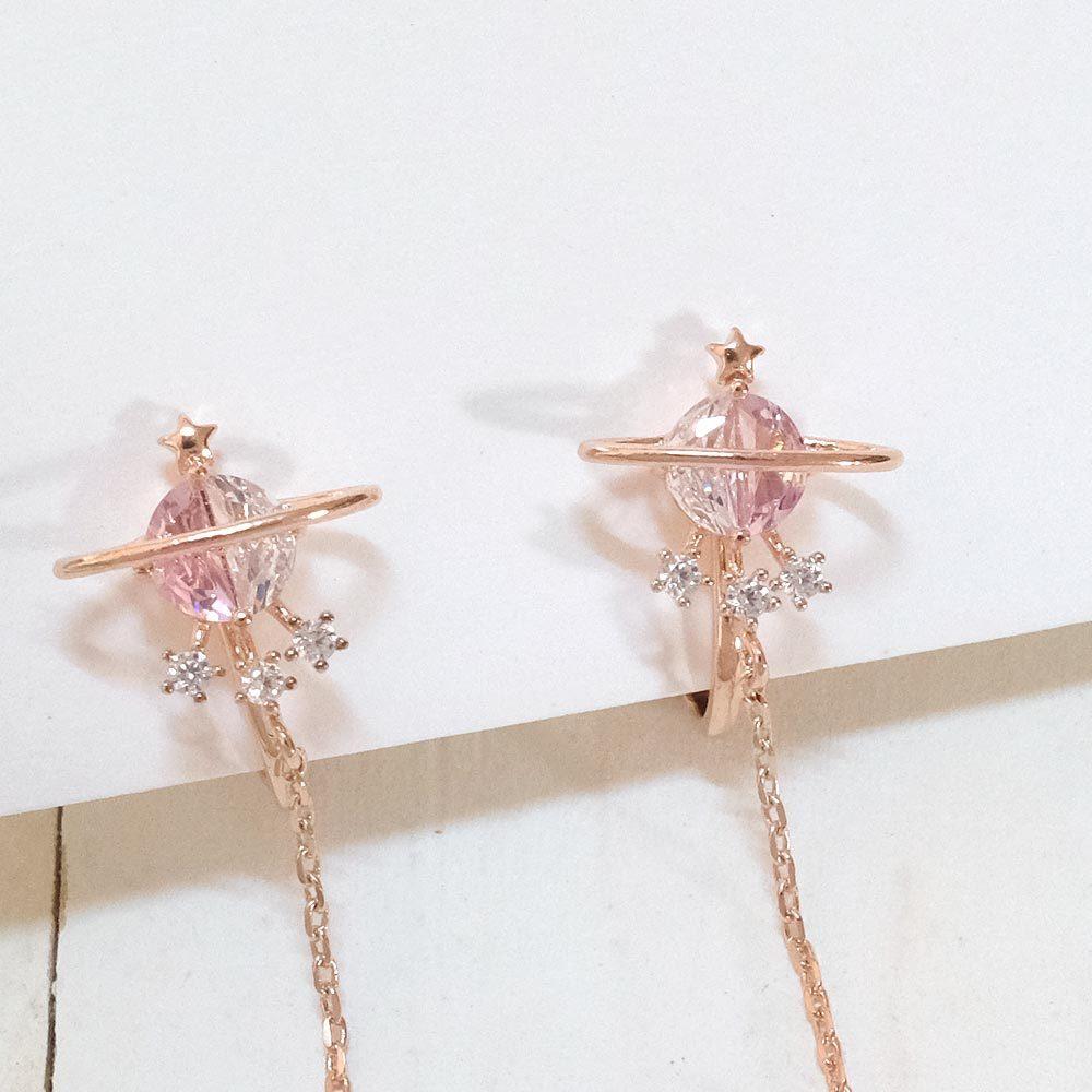 AHUA阿華有事嗎 星球水鑽耳夾 A0867 正韓 Ins風 時尚 氣質 百搭 耳夾 無耳洞 基本款-細節圖4