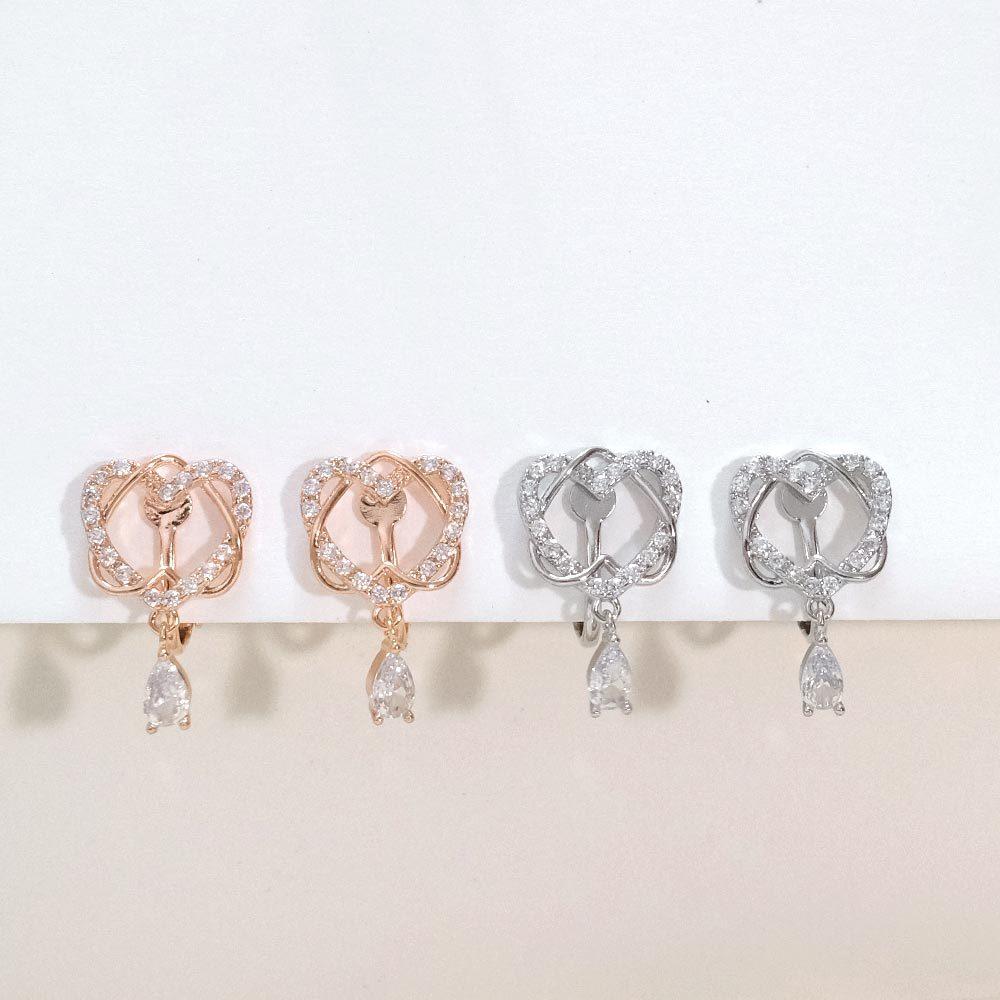 AHUA阿華有事嗎 璀璨顛倒雙層愛心耳夾 A0872 正韓 Ins風 時尚 氣質 百搭 耳夾 無耳洞 基本款-細節圖3