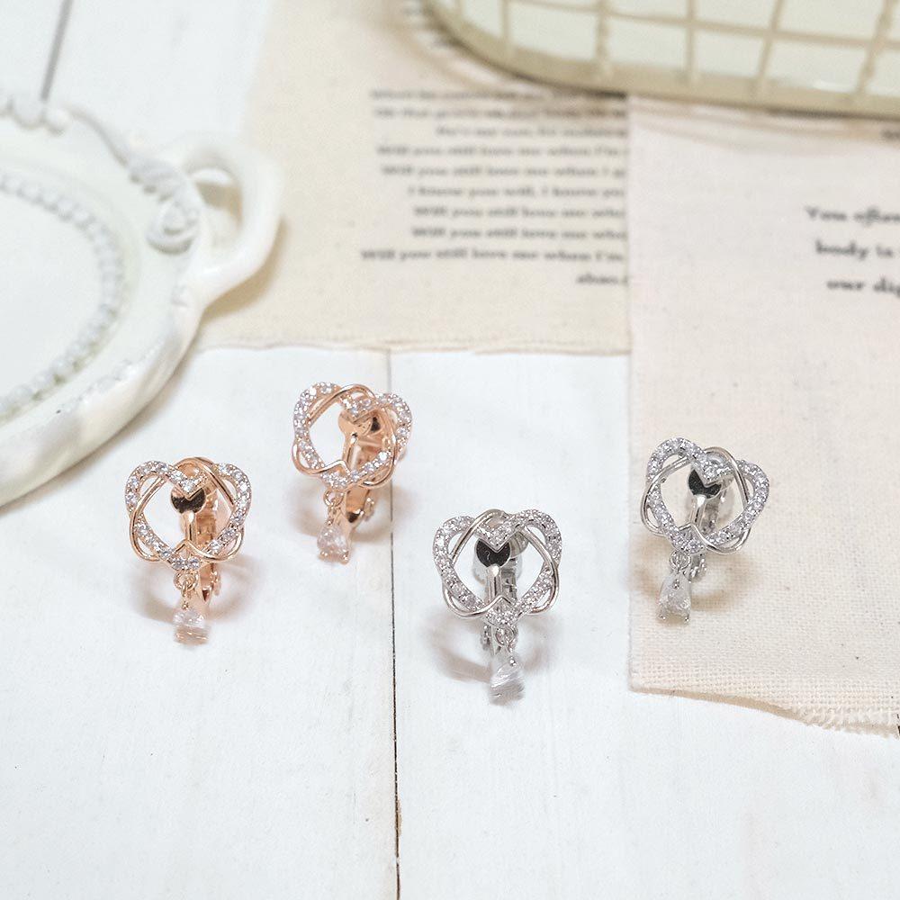 AHUA阿華有事嗎 璀璨顛倒雙層愛心耳夾 A0872 正韓 Ins風 時尚 氣質 百搭 耳夾 無耳洞 基本款-細節圖4