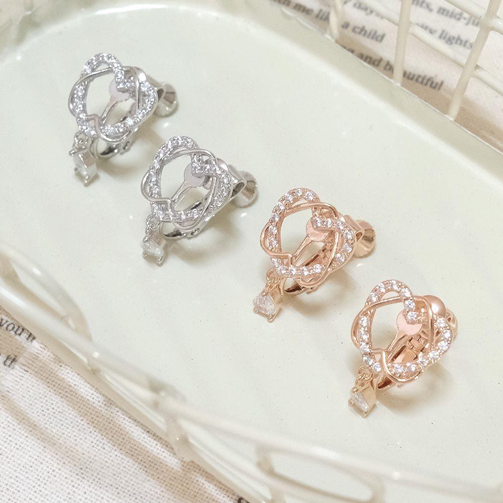 AHUA阿華有事嗎 璀璨顛倒雙層愛心耳夾 A0872 正韓 Ins風 時尚 氣質 百搭 耳夾 無耳洞 基本款-細節圖5