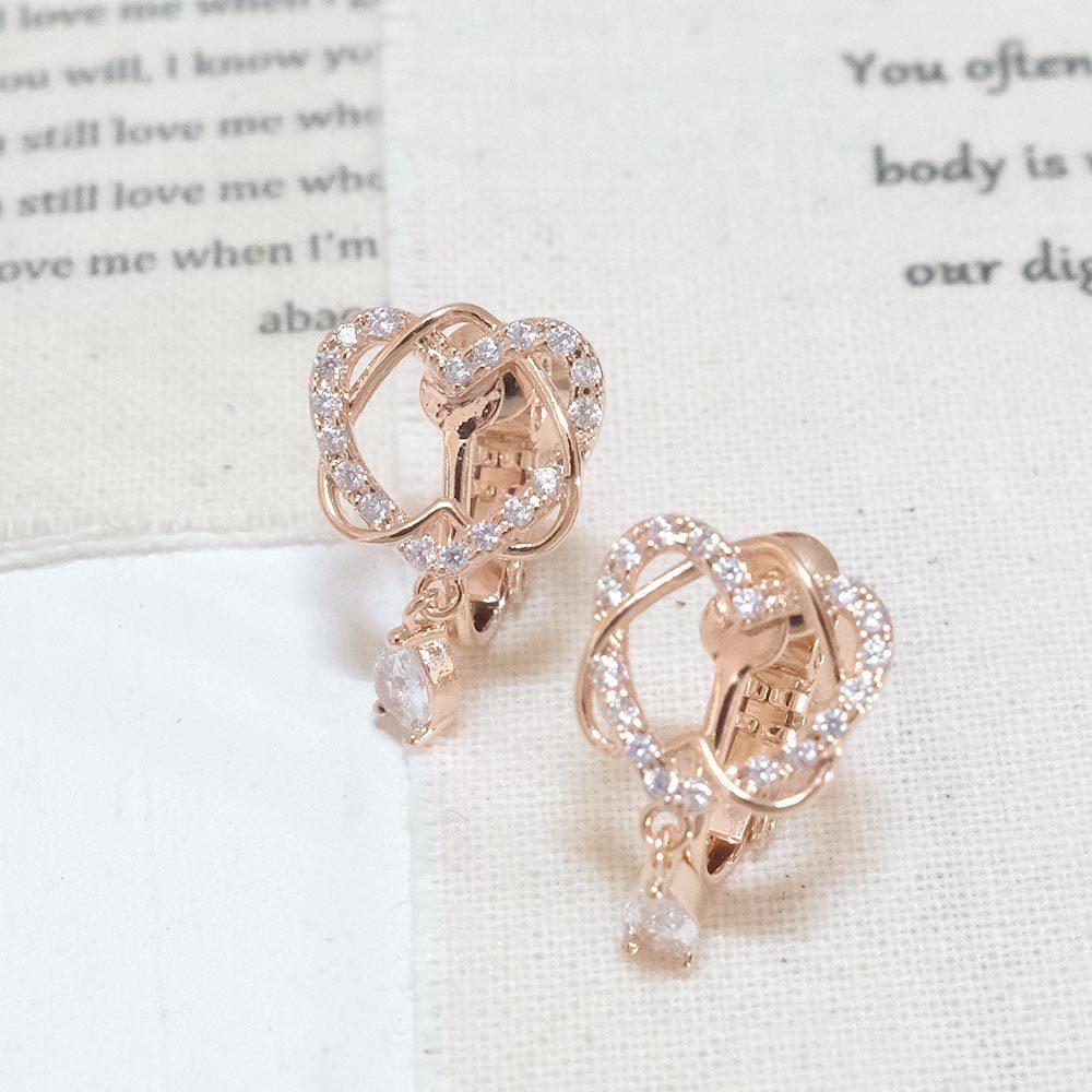 AHUA阿華有事嗎 璀璨顛倒雙層愛心耳夾 A0872 正韓 Ins風 時尚 氣質 百搭 耳夾 無耳洞 基本款-細節圖8