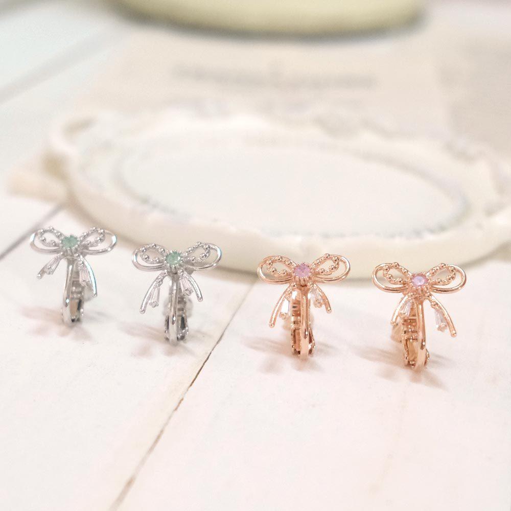 AHUA阿華有事嗎 雙層不對稱絲帶蝴蝶結耳夾 A0865 正韓 Ins風 時尚 氣質 百搭 耳夾 無耳洞 基本款-細節圖3