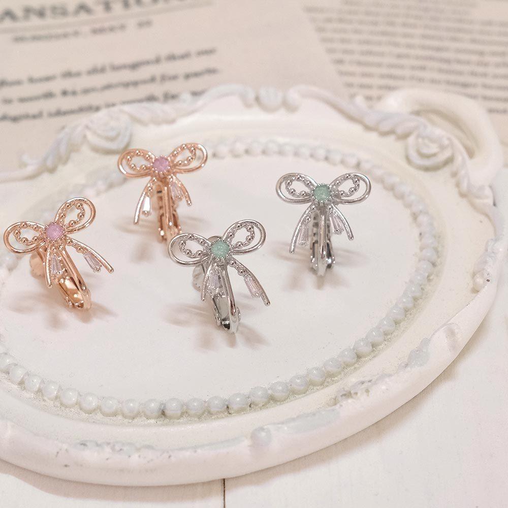 AHUA阿華有事嗎 雙層不對稱絲帶蝴蝶結耳夾 A0865 正韓 Ins風 時尚 氣質 百搭 耳夾 無耳洞 基本款-細節圖4