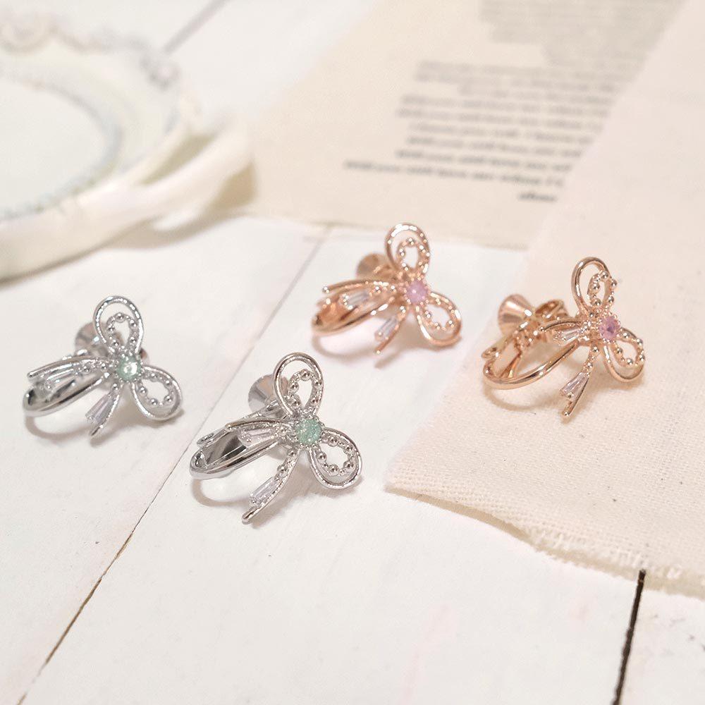 AHUA阿華有事嗎 雙層不對稱絲帶蝴蝶結耳夾 A0865 正韓 Ins風 時尚 氣質 百搭 耳夾 無耳洞 基本款-細節圖5