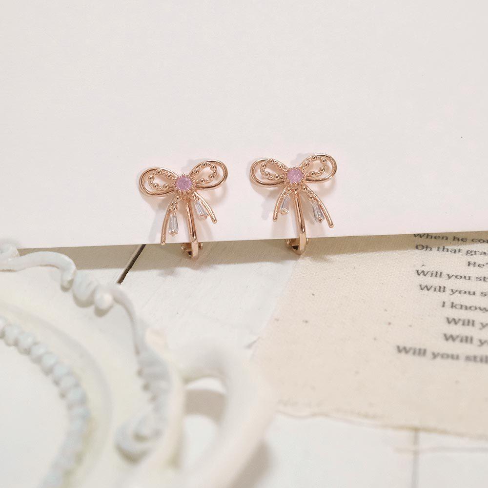 AHUA阿華有事嗎 雙層不對稱絲帶蝴蝶結耳夾 A0865 正韓 Ins風 時尚 氣質 百搭 耳夾 無耳洞 基本款-細節圖6