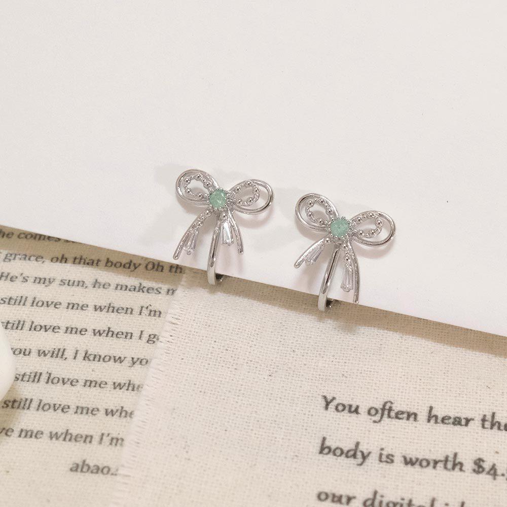 AHUA阿華有事嗎 雙層不對稱絲帶蝴蝶結耳夾 A0865 正韓 Ins風 時尚 氣質 百搭 耳夾 無耳洞 基本款-細節圖7