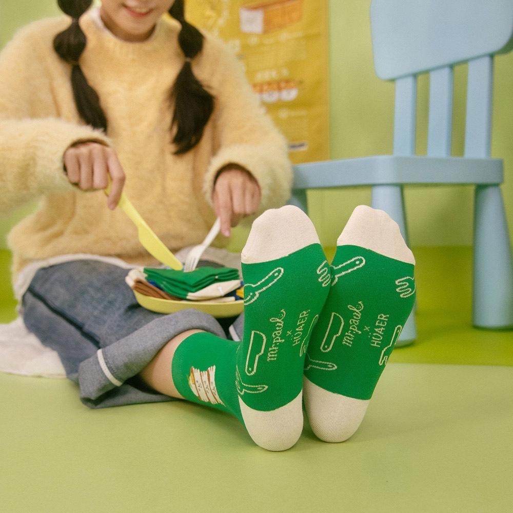 AHUA原創設計襪子 HUAER保羅先生聯名中筒襪 Z0039 獨家設計 台灣製造 純棉襪 女生襪子 阿華有事嗎-細節圖6