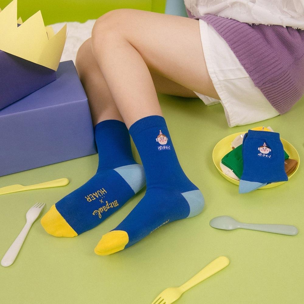 AHUA原創設計襪子 HUAER保羅先生聯名中筒襪 Z0039 獨家設計 台灣製造 純棉襪 女生襪子 阿華有事嗎-細節圖7