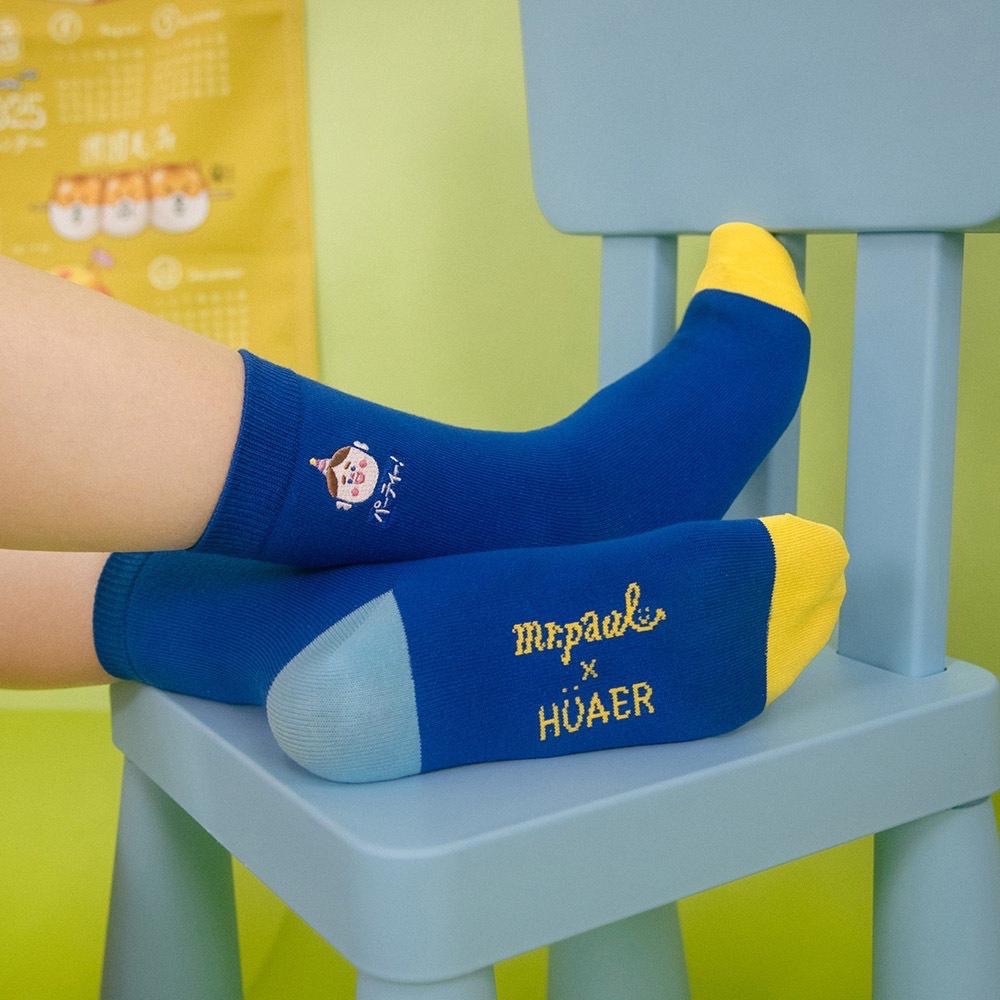 AHUA原創設計襪子 HUAER保羅先生聯名中筒襪 Z0039 獨家設計 台灣製造 純棉襪 女生襪子 阿華有事嗎-細節圖9