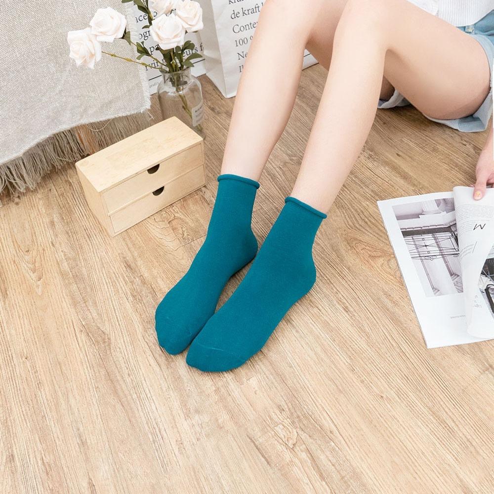 AHUA 捲邊無痕純色中筒襪 S0442  女襪 純色襪子 女生襪子 無痕襪子 捲邊襪 襪子推薦 白襪 黑襪 阿華有事嗎-細節圖7