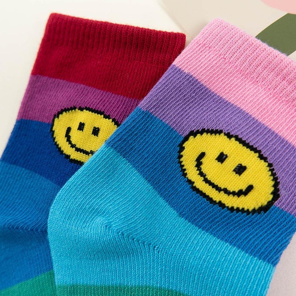 AHUA阿華有事嗎 韓國童襪 童毛毛笑臉彩色中筒襪 KCD0029 正韓 孩童上學必備 百搭純棉襪-細節圖5