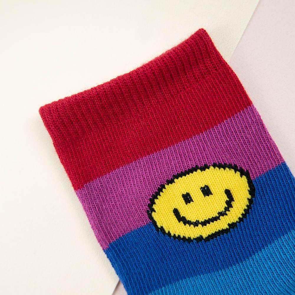 AHUA阿華有事嗎 韓國童襪 童毛毛笑臉彩色中筒襪 KCD0029 正韓 孩童上學必備 百搭純棉襪-細節圖7