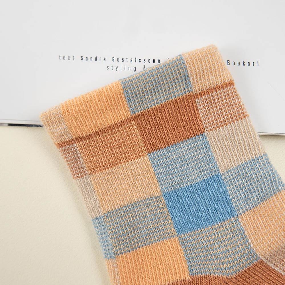 AHUA阿華有事嗎 韓國童襪 童拼色格紋中筒襪 KCD0028 正韓 孩童上學必備 百搭純棉襪-細節圖11