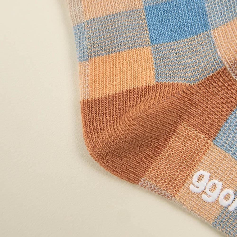 AHUA阿華有事嗎 韓國童襪 童拼色格紋中筒襪 KCD0028 正韓 孩童上學必備 百搭純棉襪-細節圖12