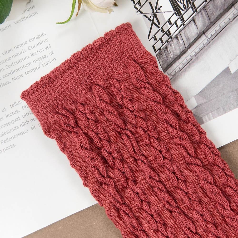 AHUA阿華有事嗎 韓國襪子 純色花邊麻花中筒襪 女襪 K1617 襪子推薦 流行襪首選 長襪 純棉襪-細節圖8