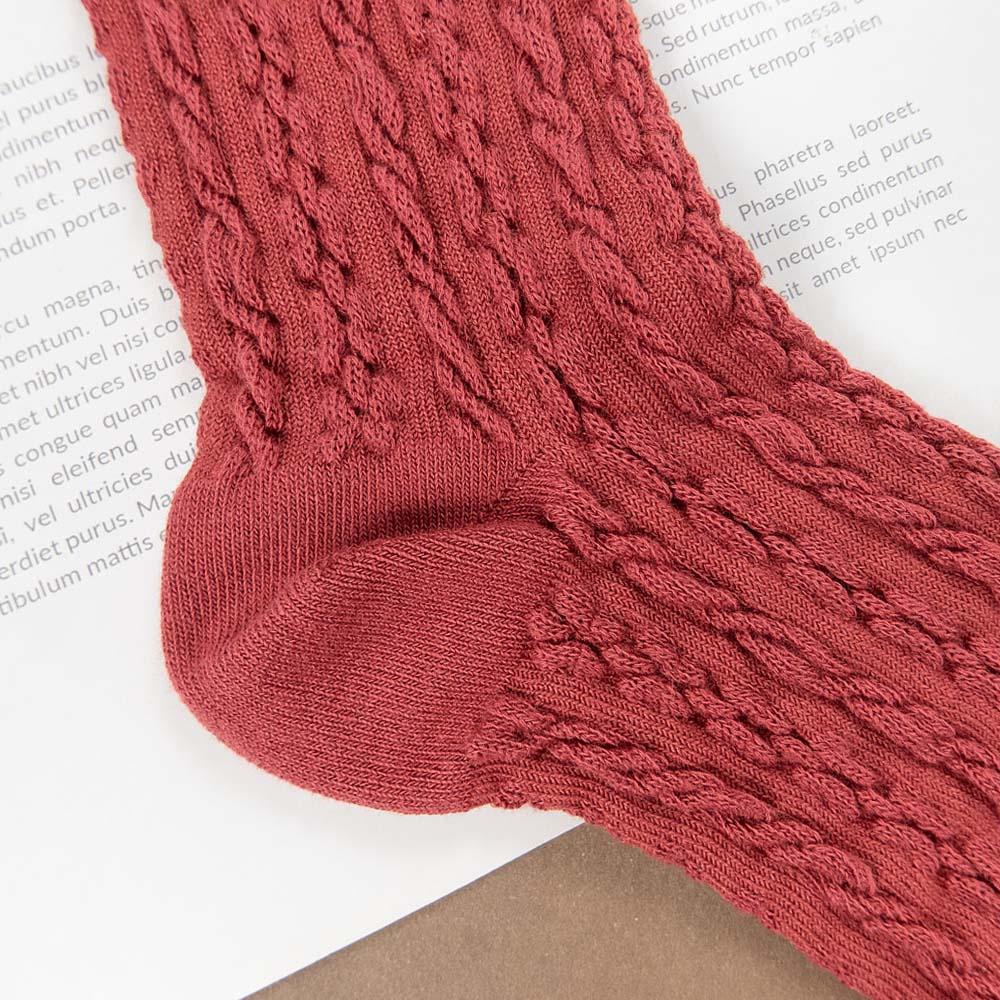 AHUA阿華有事嗎 韓國襪子 純色花邊麻花中筒襪 女襪 K1617 襪子推薦 流行襪首選 長襪 純棉襪-細節圖9