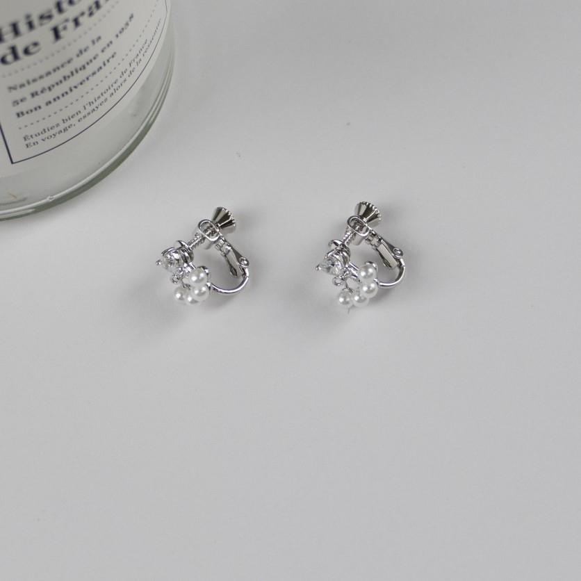 AHUA阿華有事嗎 四顆珍珠愛心鑽蝴蝶結耳夾 A0863 正韓 Ins風 時尚 氣質 百搭 耳夾 無耳洞 基本款-細節圖4