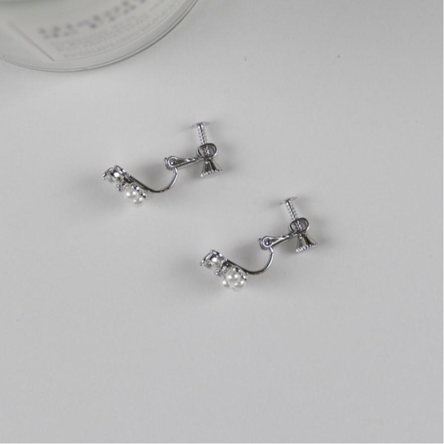 AHUA阿華有事嗎 四顆珍珠愛心鑽蝴蝶結耳夾 A0863 正韓 Ins風 時尚 氣質 百搭 耳夾 無耳洞 基本款-細節圖5