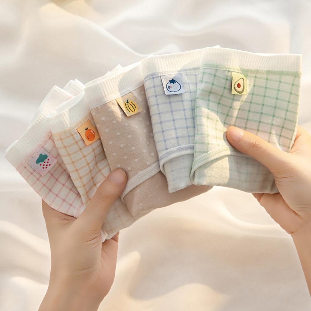 AHUA 韓系內褲 格紋小標純棉內褲 I0053 女生內褲 抗菌 可愛小清新 內衣 流行少女內褲 阿華有事嗎-細節圖2