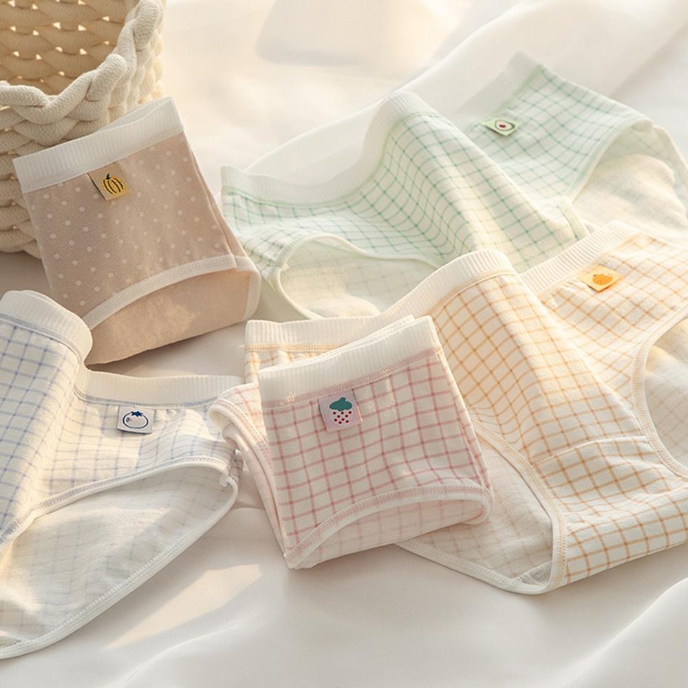 AHUA 韓系內褲 格紋小標純棉內褲 I0053 女生內褲 抗菌 可愛小清新 內衣 流行少女內褲 阿華有事嗎-細節圖7