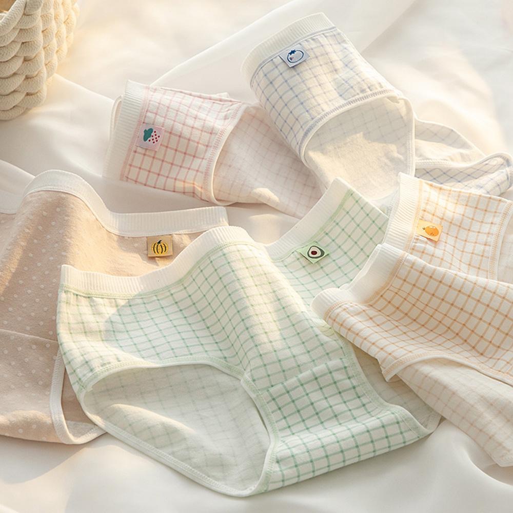 AHUA 韓系內褲 格紋小標純棉內褲 I0053 女生內褲 抗菌 可愛小清新 內衣 流行少女內褲 阿華有事嗎-細節圖8