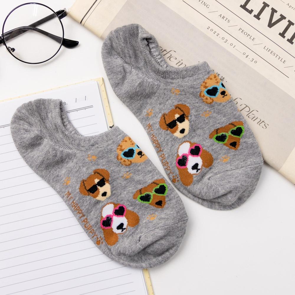 AHUA阿華有事嗎 墨鏡狗狗小頭腳印船型襪 K2087 正韓襪子 百搭純棉襪 韓妞必備 少女襪-細節圖8
