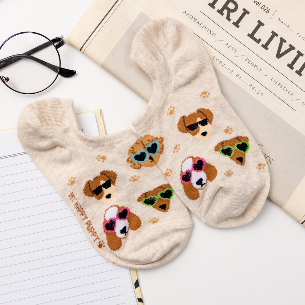 AHUA阿華有事嗎 墨鏡狗狗小頭腳印船型襪 K2087 正韓襪子 百搭純棉襪 韓妞必備 少女襪-細節圖9