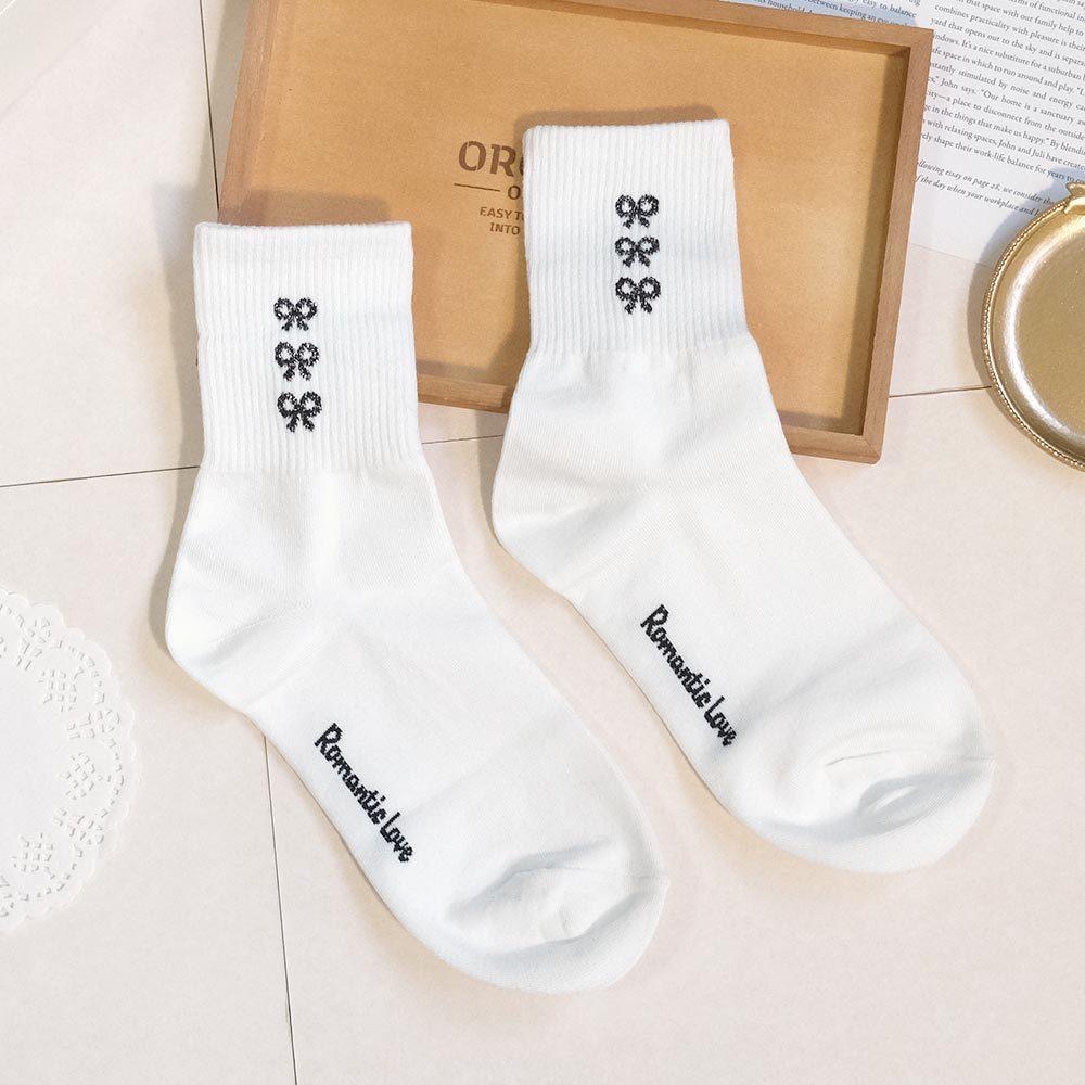 AHUA阿華有事嗎 浪漫微金蔥三個蝴蝶結中筒襪 K2215 正韓襪子 百搭純棉襪 韓妞必備 少女襪-細節圖7