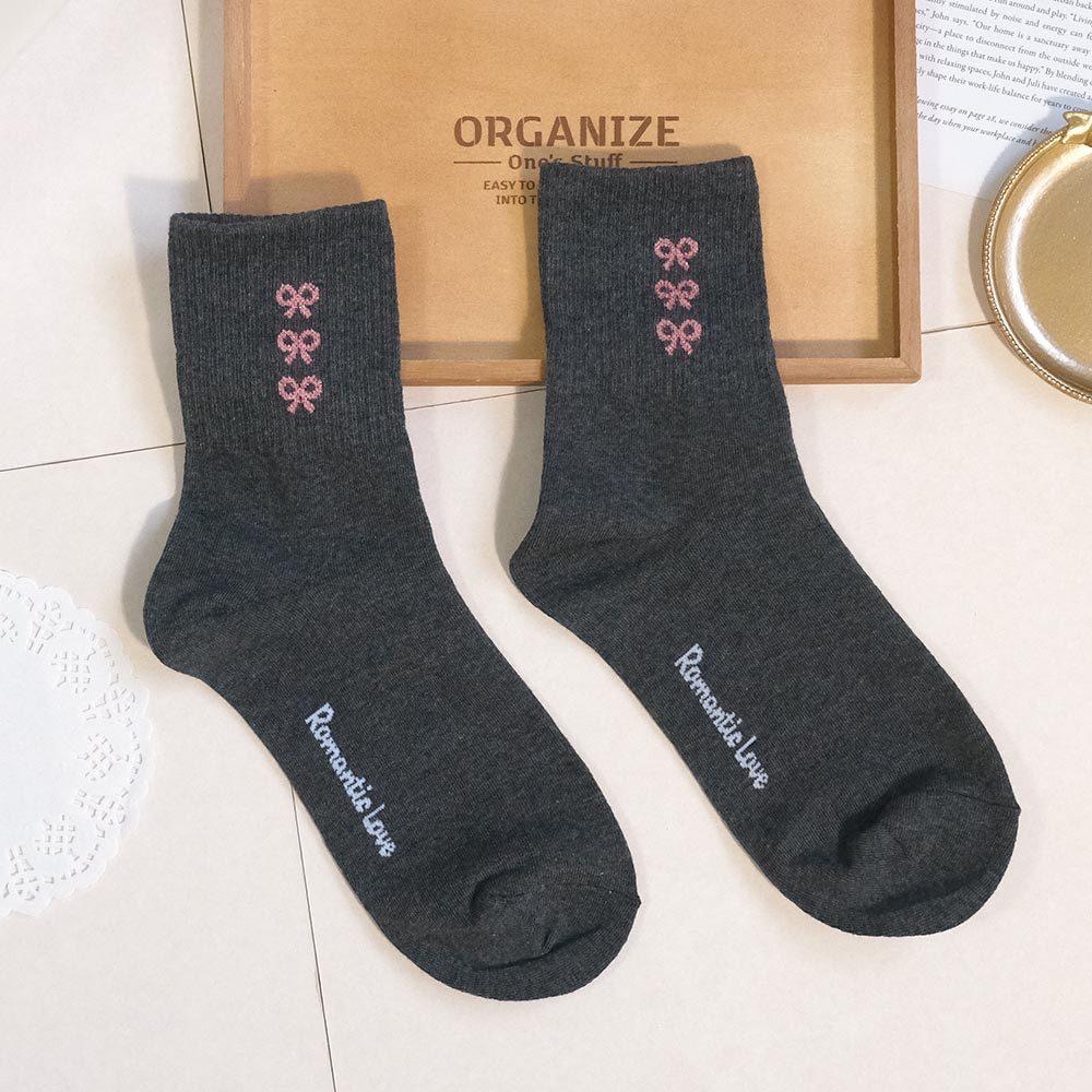 AHUA阿華有事嗎 浪漫微金蔥三個蝴蝶結中筒襪 K2215 正韓襪子 百搭純棉襪 韓妞必備 少女襪-細節圖8