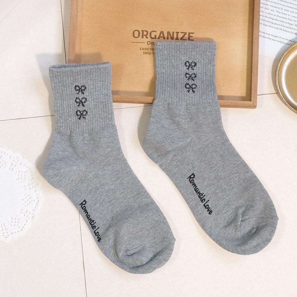 AHUA阿華有事嗎 浪漫微金蔥三個蝴蝶結中筒襪 K2215 正韓襪子 百搭純棉襪 韓妞必備 少女襪-細節圖9