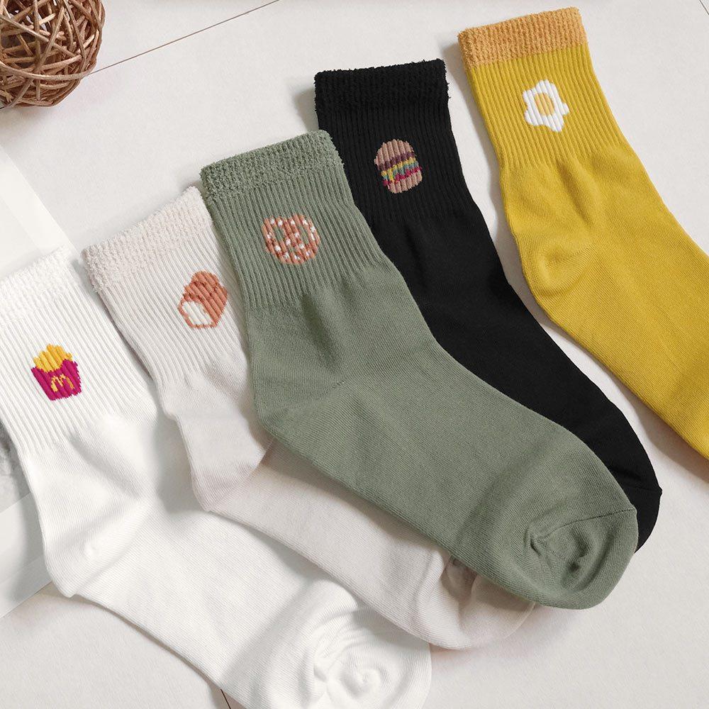 AHUA阿華有事嗎 襪口毛毛可愛日常點心食物中筒襪 K2198 正韓襪子 百搭純棉襪 韓妞必備 少女襪-細節圖3