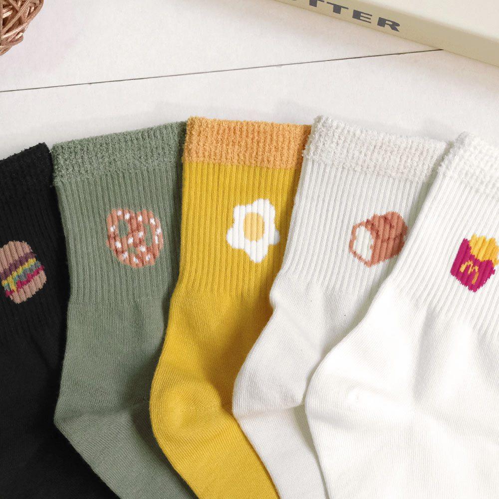AHUA阿華有事嗎 襪口毛毛可愛日常點心食物中筒襪 K2198 正韓襪子 百搭純棉襪 韓妞必備 少女襪-細節圖4