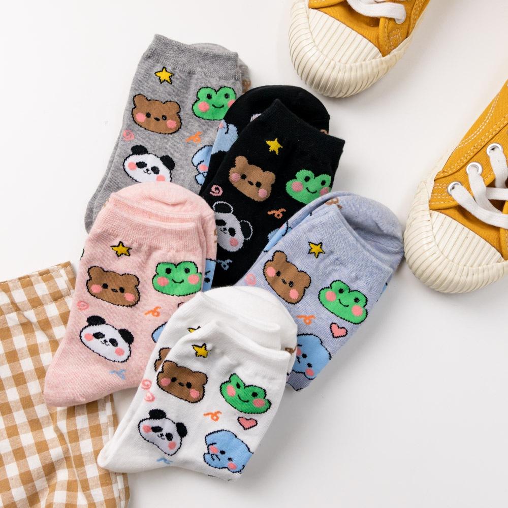 AHUA阿華有事嗎 滿版Q版動物世界好朋友中筒襪 K2088 正韓襪子 百搭純棉襪 韓妞必備 少女襪-細節圖5