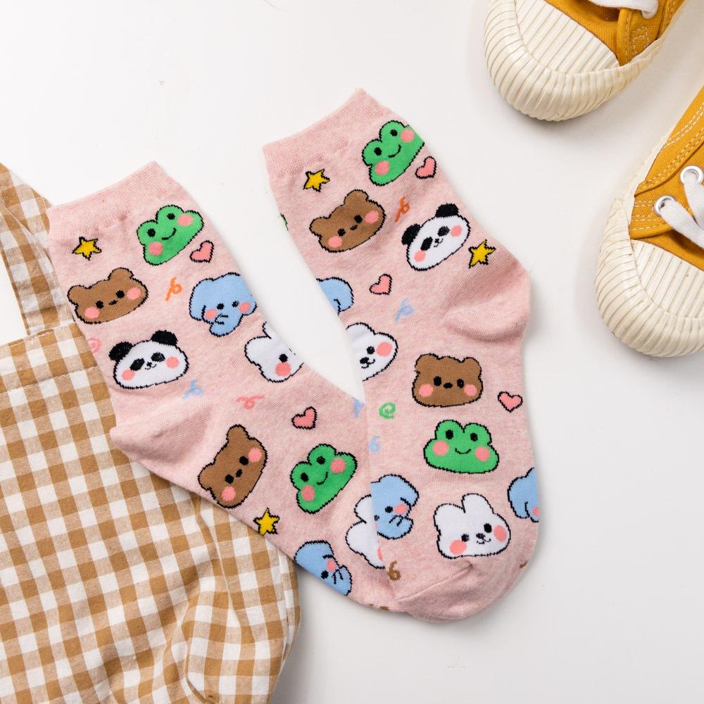 AHUA阿華有事嗎 滿版Q版動物世界好朋友中筒襪 K2088 正韓襪子 百搭純棉襪 韓妞必備 少女襪-細節圖9