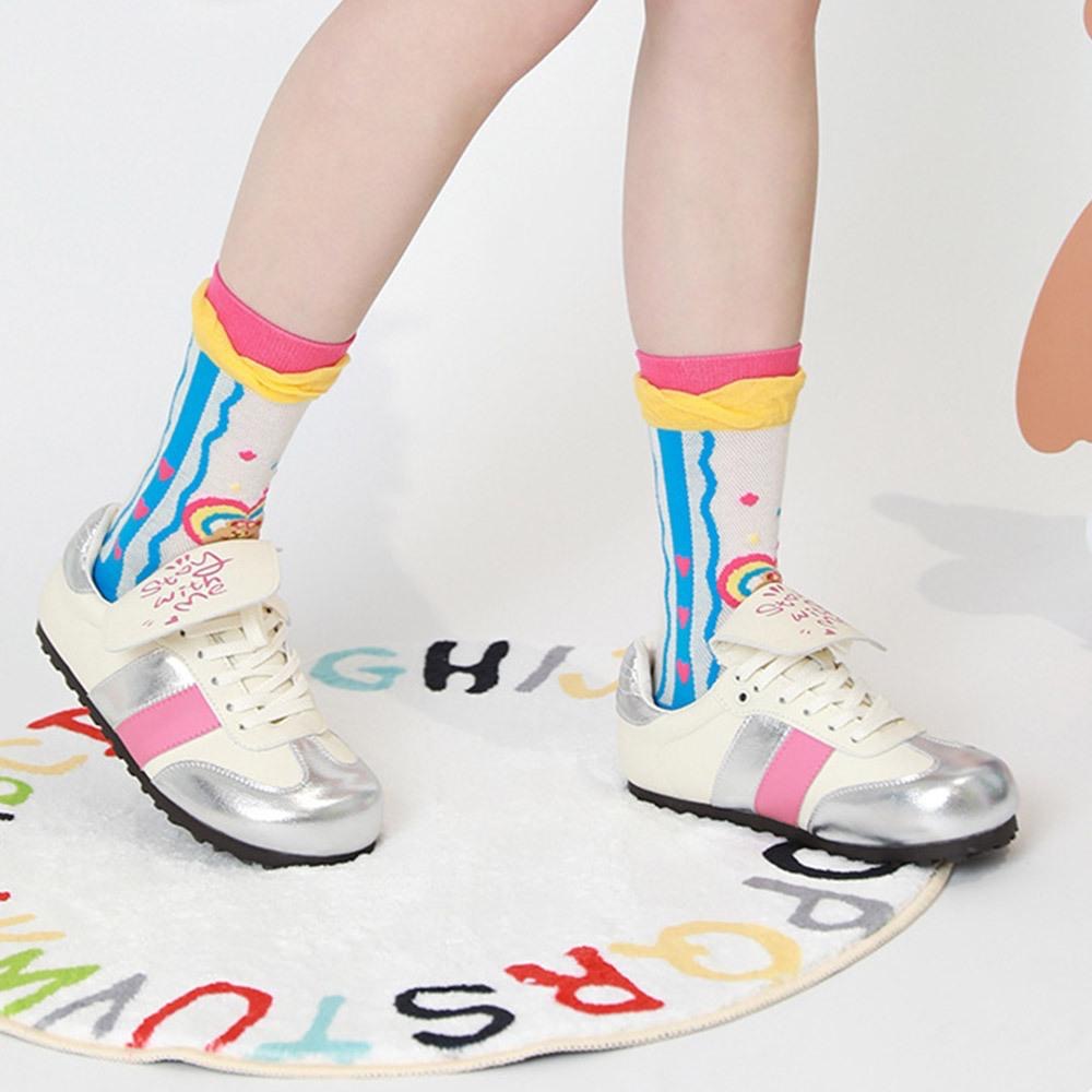 AHUA阿華有事嗎 繽紛多巴胺小熊系列網眼中筒襪 S0527 韓系襪子 百搭純棉襪 韓妞必備 少女襪-細節圖9