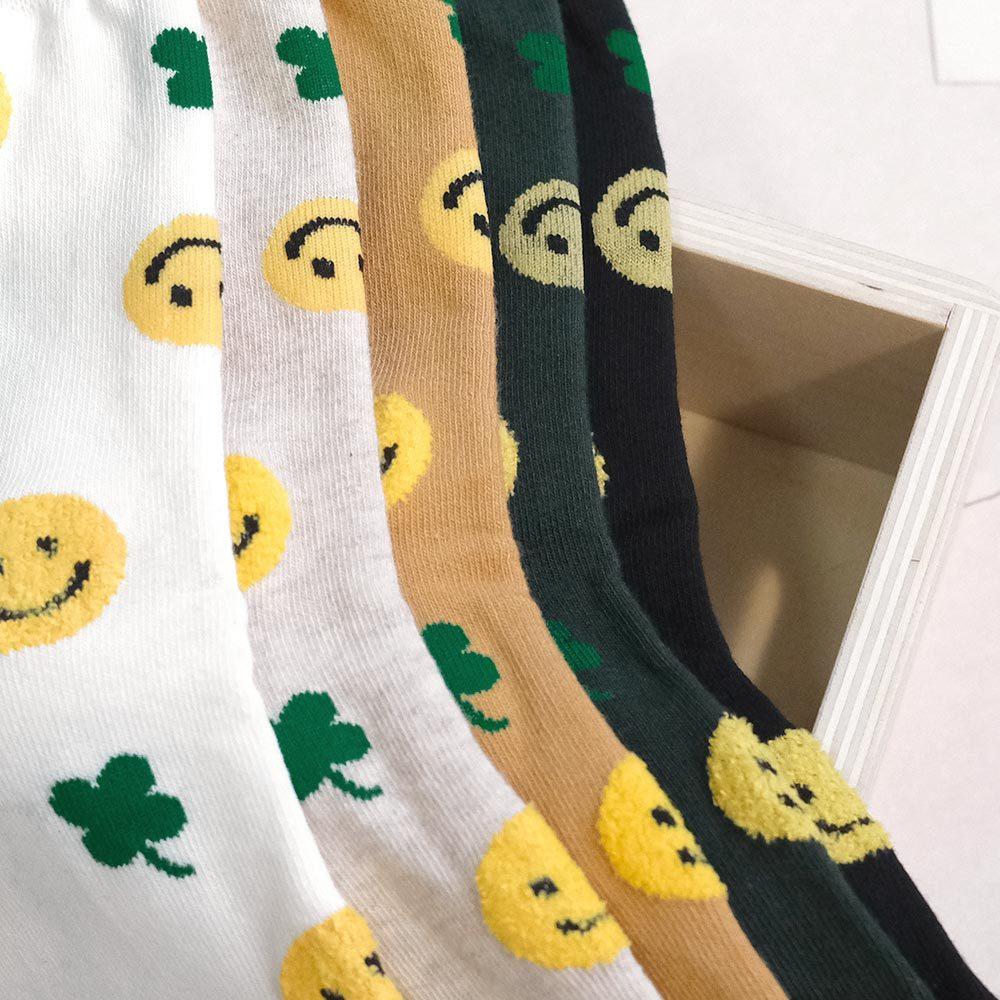AHUA阿華有事嗎 滿版立體毛毛笑臉四葉草中筒襪 K2214 正韓襪子 百搭純棉襪 韓妞必備 少女襪-細節圖5