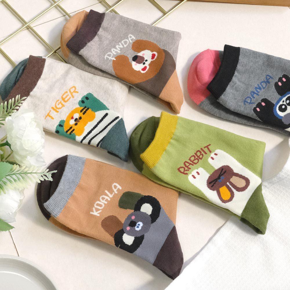 AHUA阿華有事嗎 腳後跟趴著動物拼色中筒襪 K2273 正韓襪子 百搭純棉襪 韓妞必備 少女襪-細節圖4
