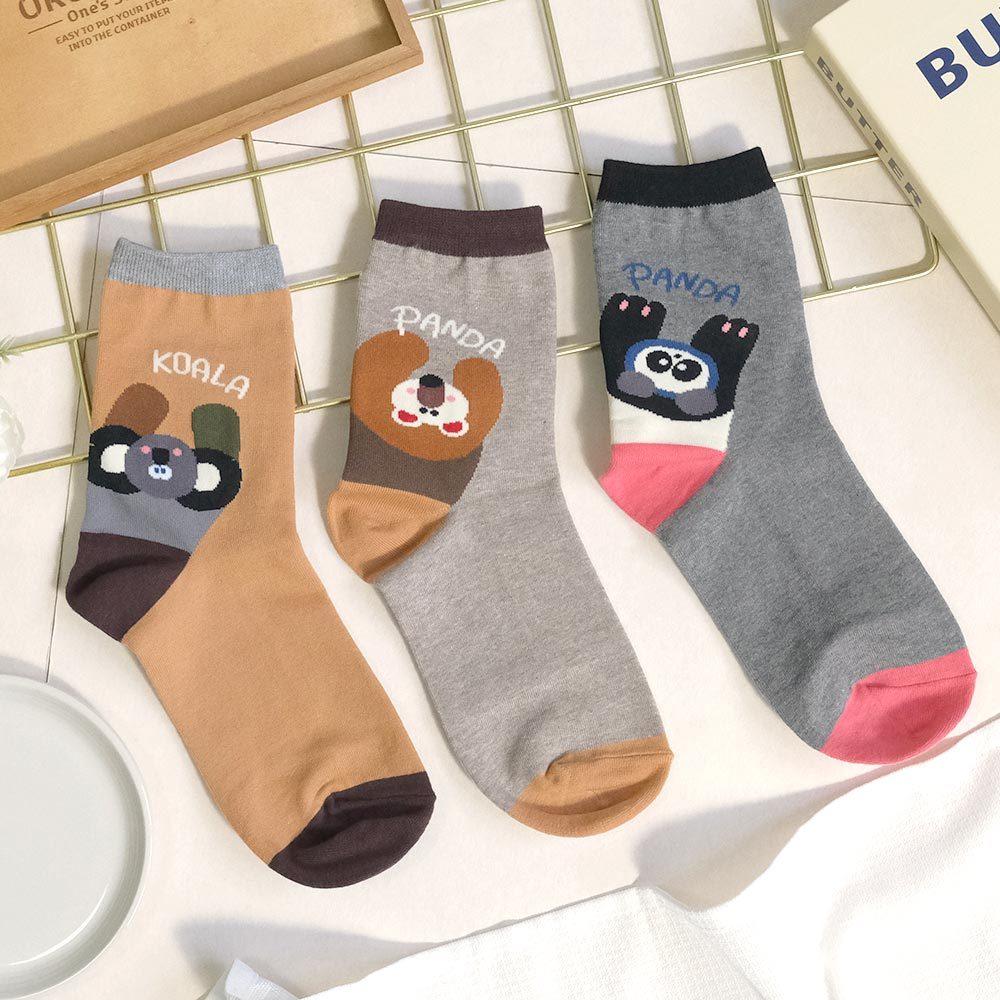 AHUA阿華有事嗎 腳後跟趴著動物拼色中筒襪 K2273 正韓襪子 百搭純棉襪 韓妞必備 少女襪-細節圖5