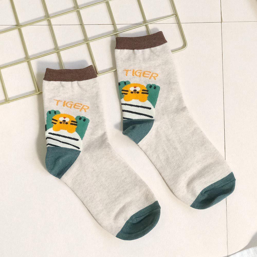 AHUA阿華有事嗎 腳後跟趴著動物拼色中筒襪 K2273 正韓襪子 百搭純棉襪 韓妞必備 少女襪-細節圖8