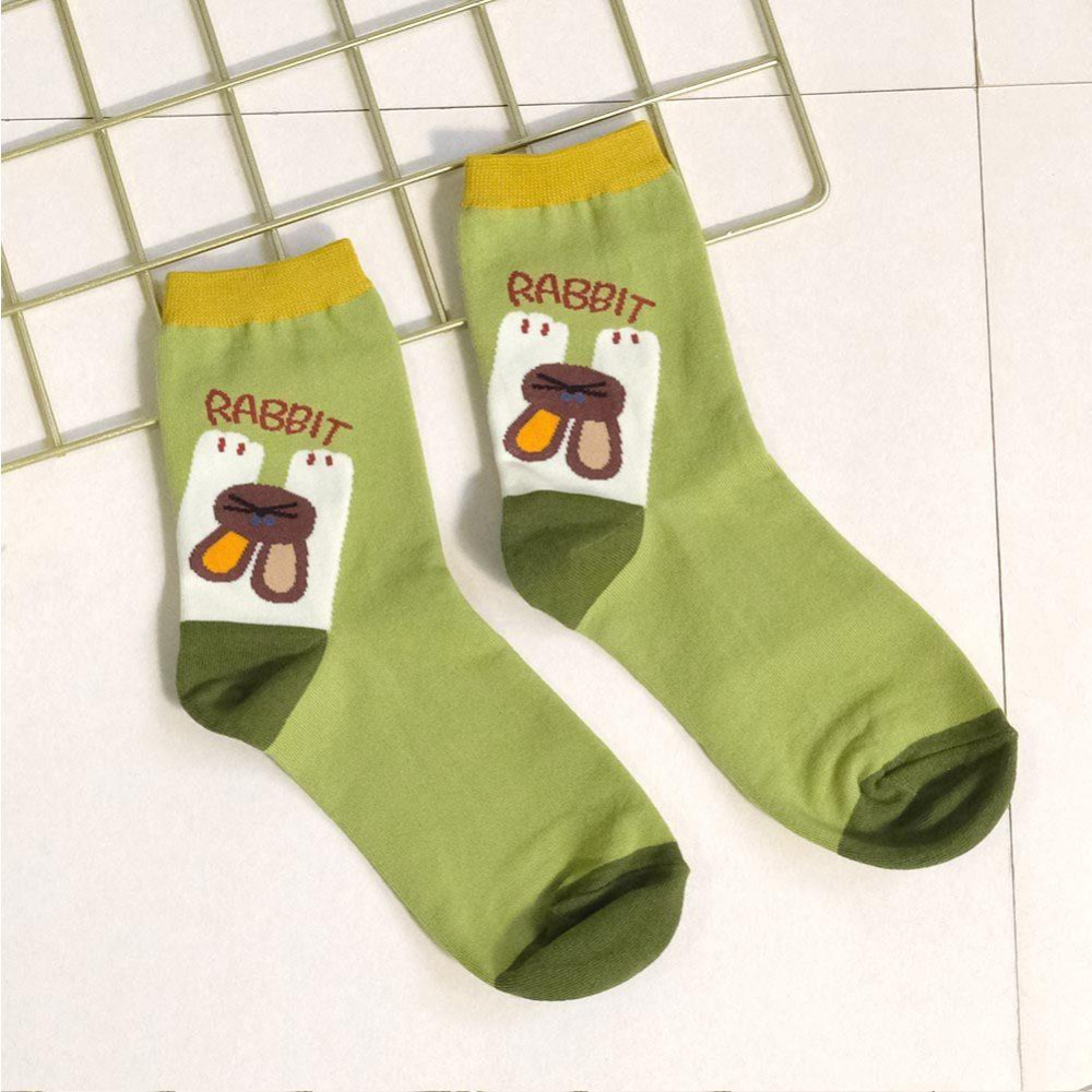 AHUA阿華有事嗎 腳後跟趴著動物拼色中筒襪 K2273 正韓襪子 百搭純棉襪 韓妞必備 少女襪-細節圖9