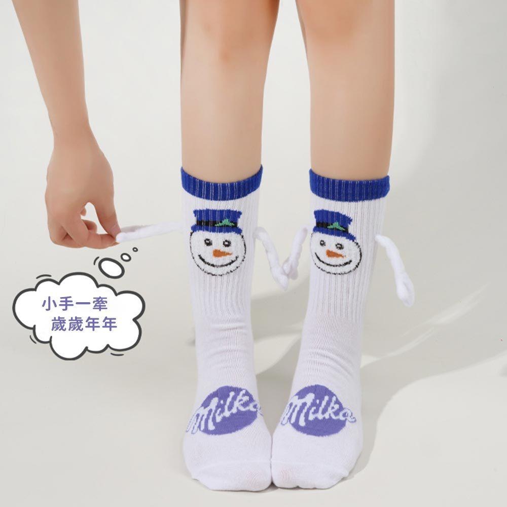 AHUA阿華有事嗎 聖誕拼色磁吸牽手中筒襪 S0530 正韓襪子 百搭純棉襪 韓妞必備 少女襪 牽手襪 磁吸襪 聖誕襪-細節圖3