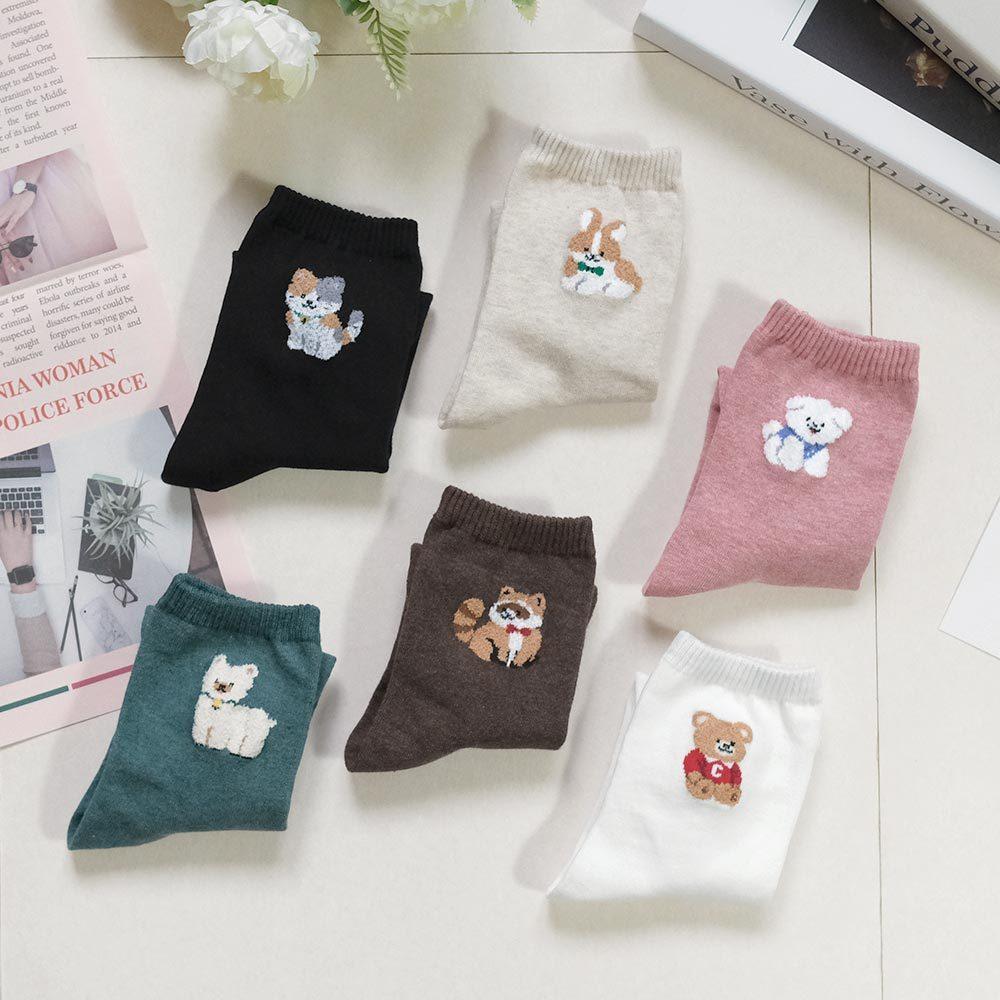 AHUA阿華有事嗎 立體毛毛可愛裝扮動物中筒襪 K2221 正韓襪子 百搭純棉襪 韓妞必備 少女襪-細節圖4