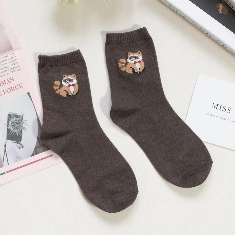 AHUA阿華有事嗎 立體毛毛可愛裝扮動物中筒襪 K2221 正韓襪子 百搭純棉襪 韓妞必備 少女襪-細節圖9