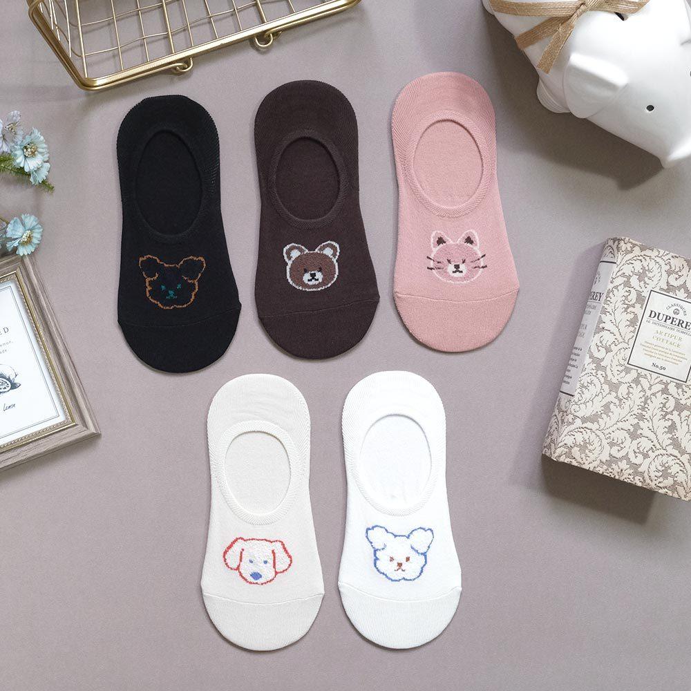 AHUA阿華有事嗎 立體毛毛描邊動物小頭隱形襪 K2142 正韓襪子 百搭純棉襪 韓妞必備 少女襪-細節圖4