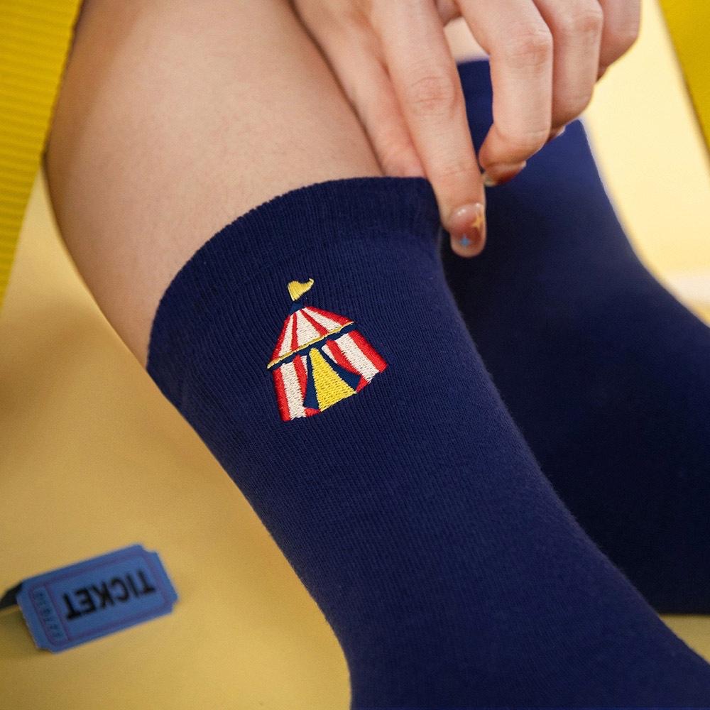 AHUA原創設計襪子 HUAER電繡馬戲團AB中筒襪 Z0033 MIT台灣製造 棉質襪 原創襪 阿華有事嗎-細節圖4