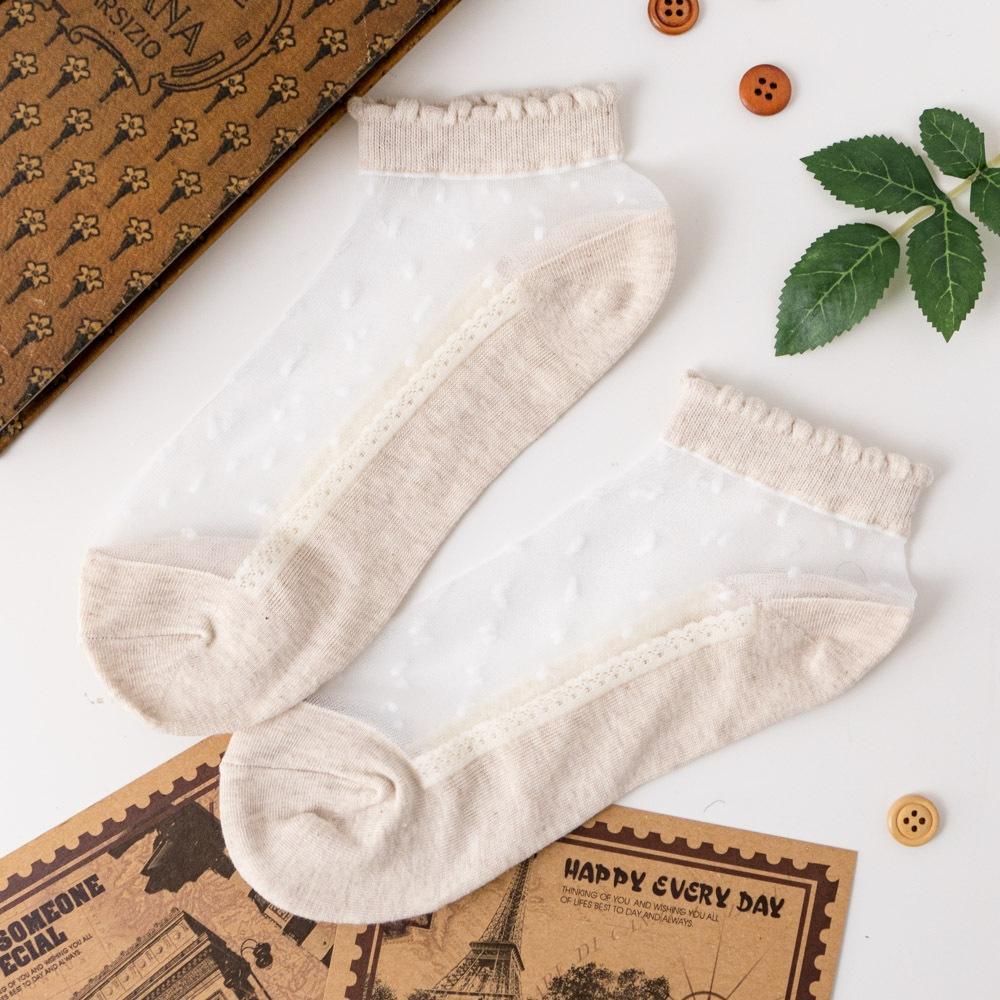 AHUA阿華有事嗎 滿版雪點腳背透膚花邊短襪 K2094 正韓襪子 百搭純棉襪 韓妞必備 少女襪-細節圖8