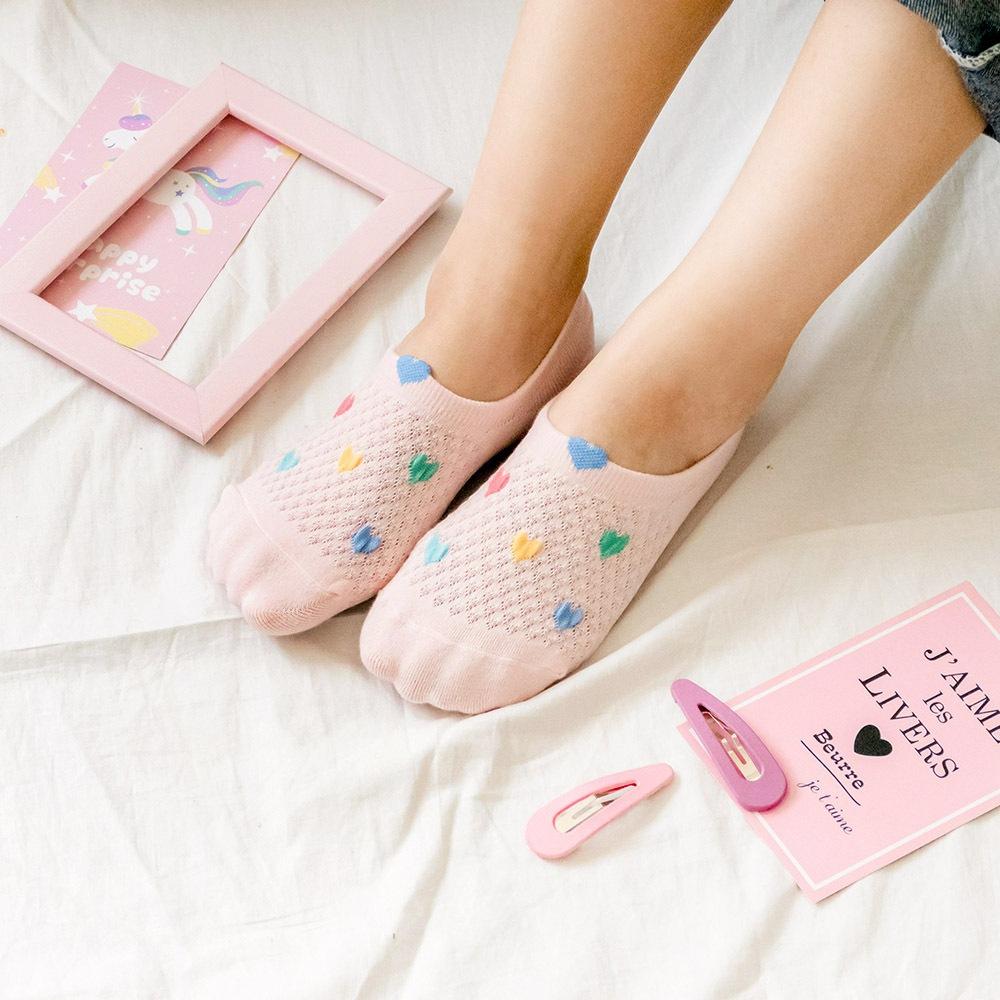 AHUA阿華有事嗎 立體耳朵滿版多色愛心針織隱形襪 K2099 正韓襪子 百搭純棉襪 韓妞必備 少女襪-細節圖3