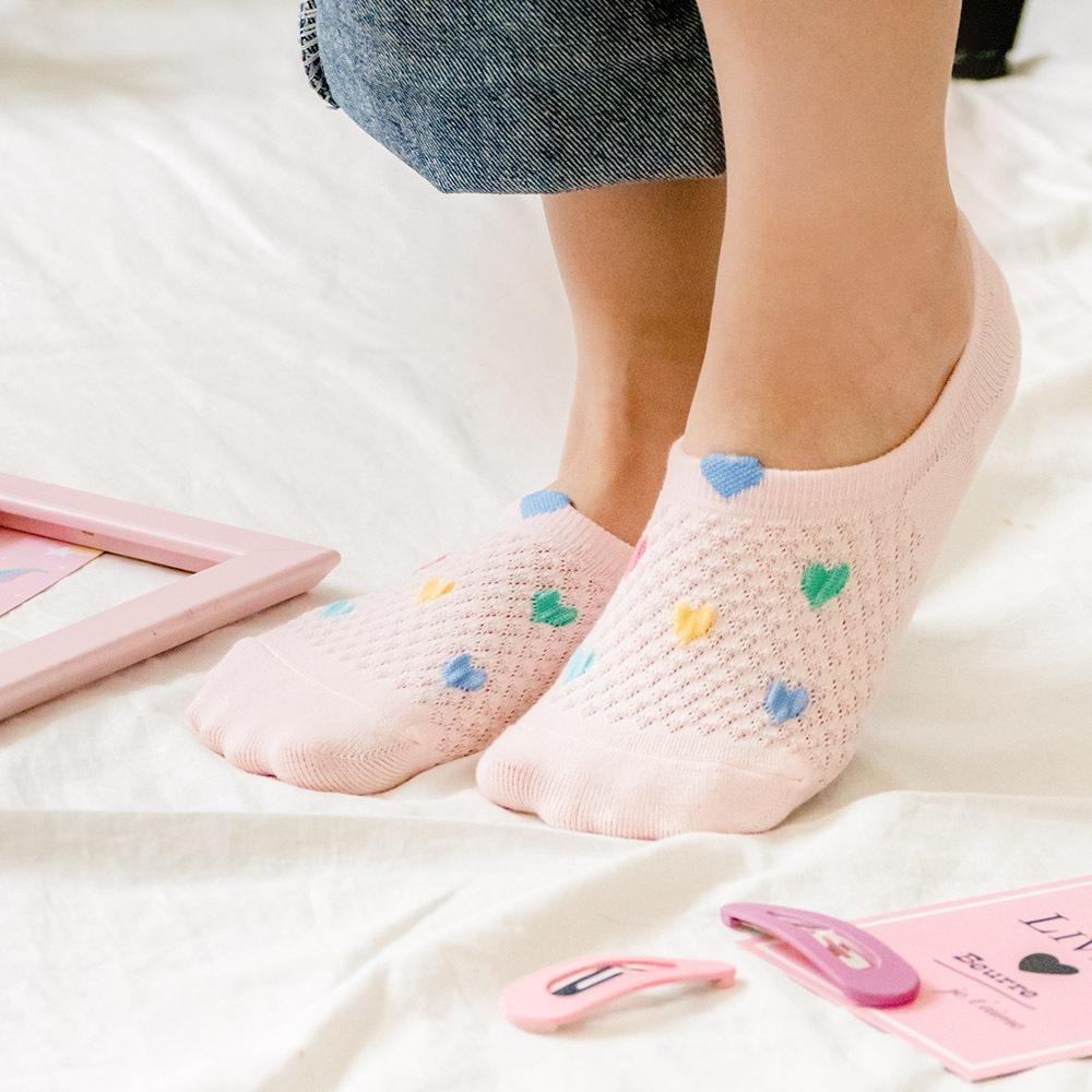 AHUA阿華有事嗎 立體耳朵滿版多色愛心針織隱形襪 K2099 正韓襪子 百搭純棉襪 韓妞必備 少女襪-細節圖4